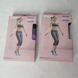 TWO TKO Non-Slip Soft Grip Jump Rope Color Purple & Grey Unisex Fitness NEW